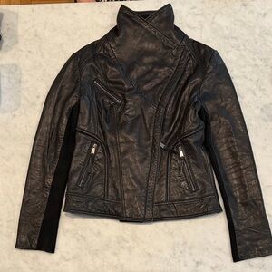 Michael Kors Asymmetrical Black Leather Jacket